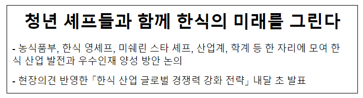 청년 셰프들과 함께 한식의 미래를 그린다