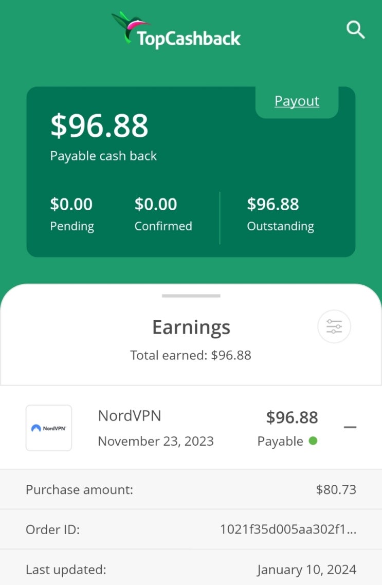  캐나다에서 사용 중인 Nord VPN, 탑캐쉬백 (TopCashback) 경유해서 공짜로 2년 사용하기