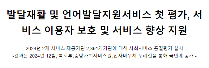 발달재활 및 언어발달지원서비스 첫 평가, 서비스 이용자 보호 및 서비스 향상 지원