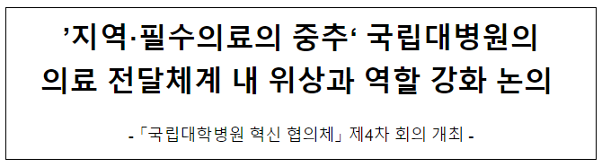 ‘지역·필수의료의 중추’ 국립대병원의 의료 전달체계 내 위상과 역할 강화 논의