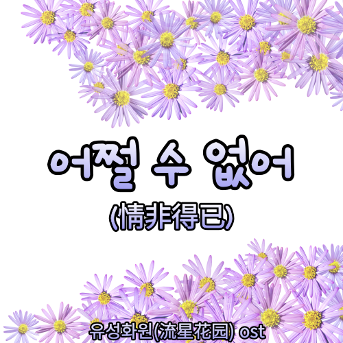  노래방 인기차트/tj미디어 노래검색 / 중국노래추천(中国音乐) - 어쩔 수 없어(情非得已)