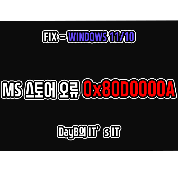 0x80D0000A 윈도우11 10 마이크로소프트 스토어 오류 해결