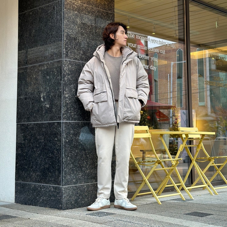  남자 슬랙스 브랜드 후러브스아트 회색, 베이지, 검정 바지 색조합 코디 완성