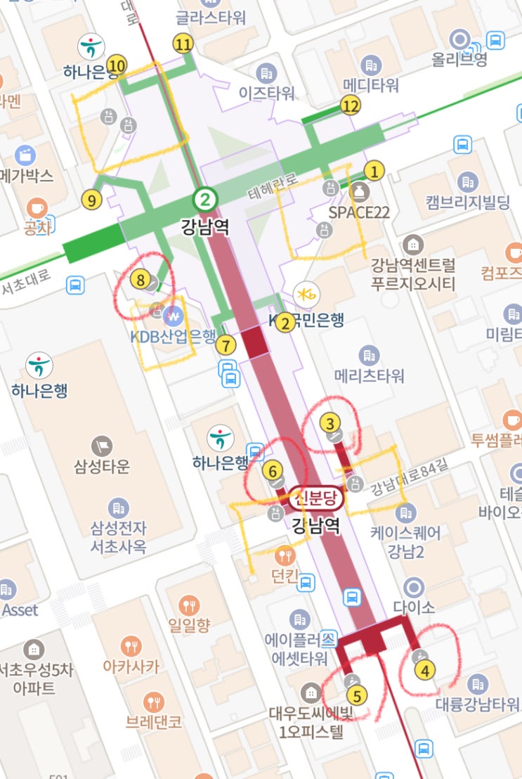  [2호선,신분당선]강남역 엘레베이터 위치