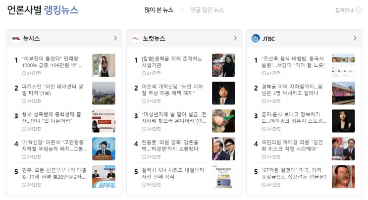 언론사별 랭킹뉴스 2024.01.18-2
