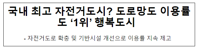 국내 최고 자전거도시? 도로망도 이용률도 ‘1위’ 행복도시 국내 최고 자전거도시? 도로망도 이용률도 ‘1위’ 행복도시