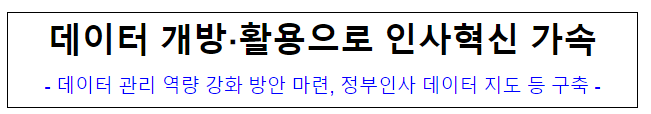 (정보화담당관) 데이터 개방 활용으로 인사혁신 가속