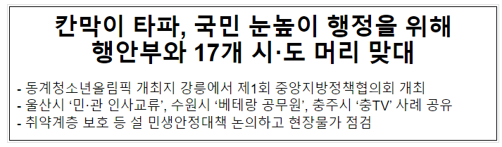 칸막이 타파, 국민 눈높이 행정을 위해 행안부와 17개 시·도 머리 맞대