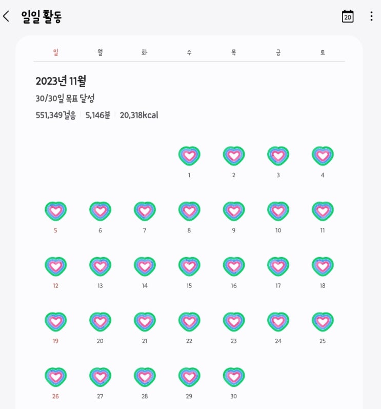  23년 11월~12월 삼성헬스 결산