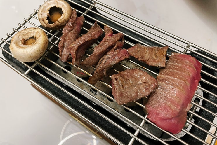  카나모 일본식 가정용 숯불 미니화로 집에서 소고기 구워먹기