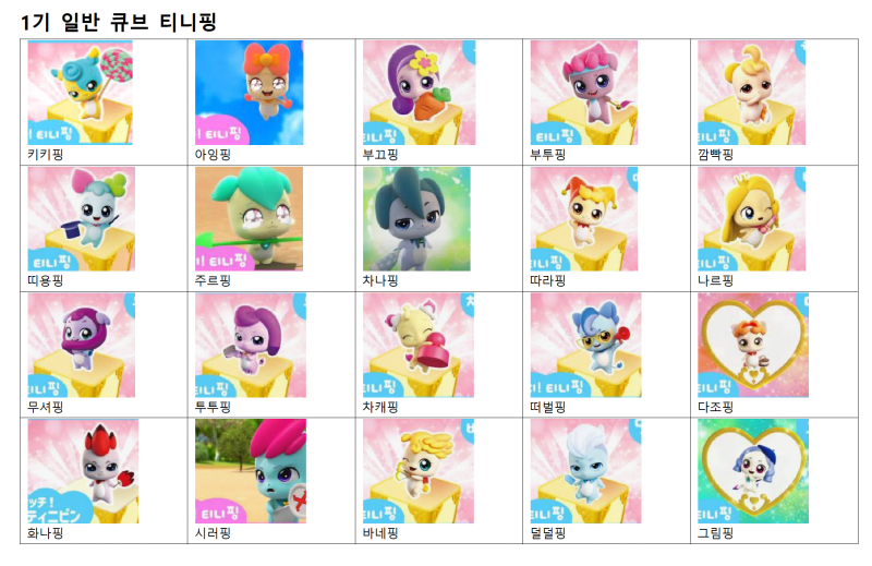 티니핑 이름 종류 총 정리 (시즌 1기 캐치/ 2기 보석 반짝반짝/ 3기 열쇠 알쏭달쏭/ 4기 새콤달콤) : 네이버 블로그