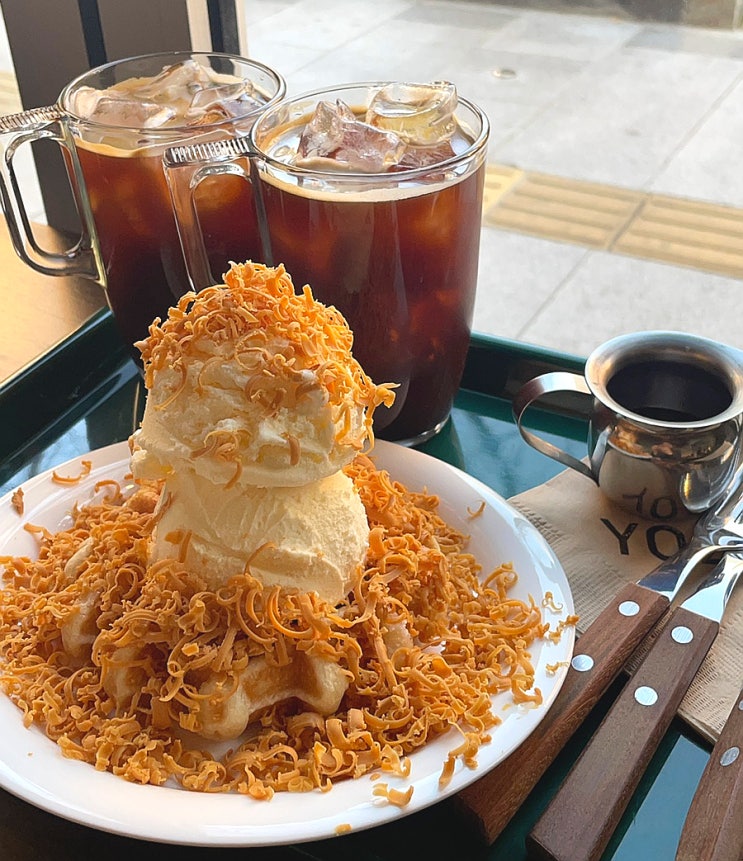  대구 교동 카페 요지커피 시청근처 브라운 치즈 크로플 맛집