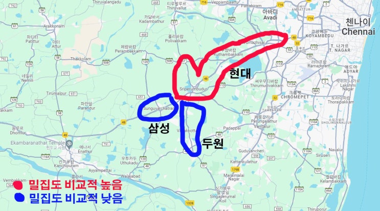 (인디샘 컨설팅) 인도 첸나이 스리페룸부두르(Sriperumbudur) 인근 한국기업/SIPCOT 분포도 (인디샘 컨설팅) 인도 첸나이 스리페룸부두르(Sriperumbudur) 인근 한국기업/SIPCOT 분포도