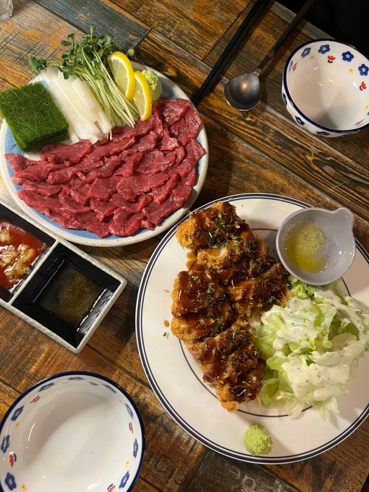  인덕원선술집 / 인덕원역 근처 이자카야, 한우 1++육사시미와 수제안심트러플돈카츠 맛집