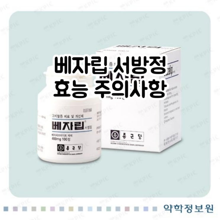  베자립 서방정 베자피브레이트 Bezafibrate 에 대해 알아보자!(효능 용법 부작용 주의사항 임부 수유부)