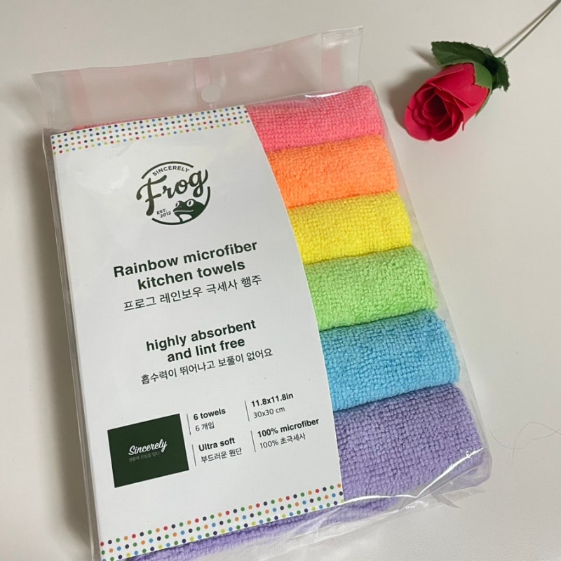 주방청소용 흡수빠른 프로그 레인보우 극세사 행주