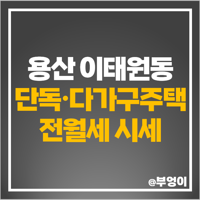 서울 용산구 이태원동 다가구주택 단독주택 전세 보증금 월세 시세