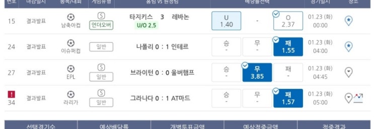 프로토 1/22일 해축 한폴낙