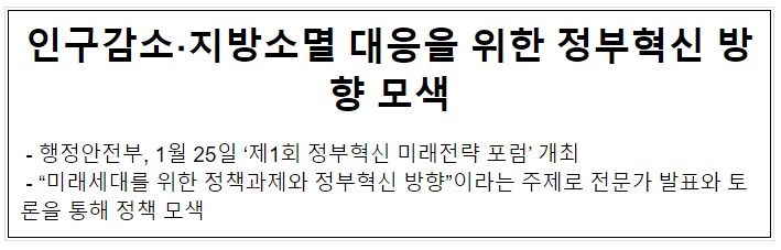 인구감소·지방소멸 대응을 위한 정부혁신 방향 모색