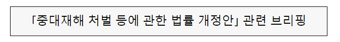 「중대재해 처벌 등에 관한 법률 개정안」 관련 브리핑