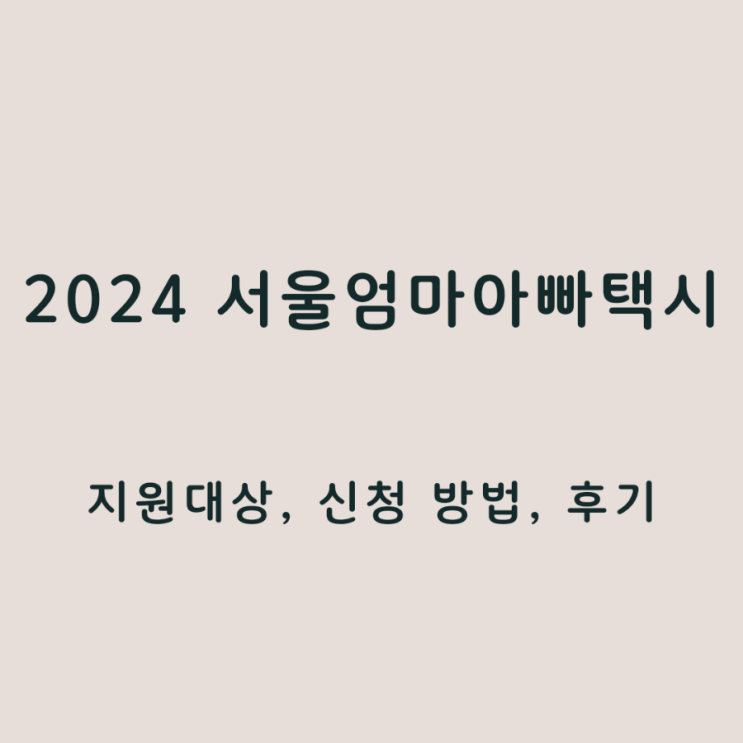 2024 서울엄마아빠택시 대상 신청 방법 실제 후기