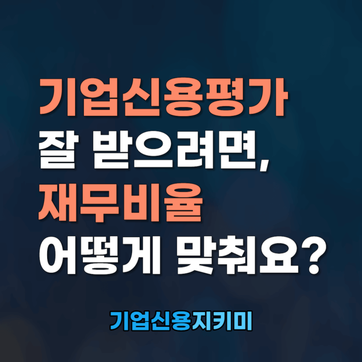  기업신용평가 잘 받으려면, 재무비율 어떻게 맞춰요?