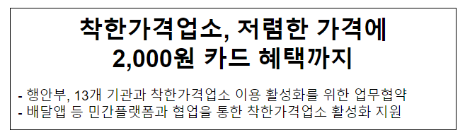 착한가격업소, 저렴한 가격에 2,000원 카드 혜택까지 착한가격업소, 저렴한 가격에 2,000원 카드 혜택까지