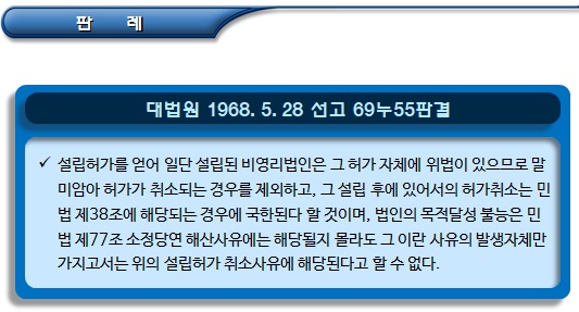 비영리법인 설립 허가 취소 요건 및 효력