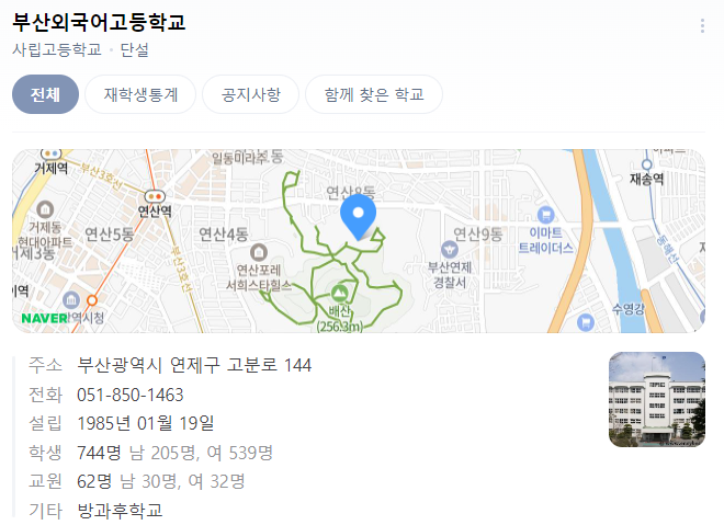  부산외고 학교정보 및 시험 분석