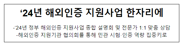 ’24년 해외인증 지원사업 한자리에