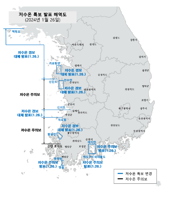 저수온 위기경보 ‘심각’ 단계 상향