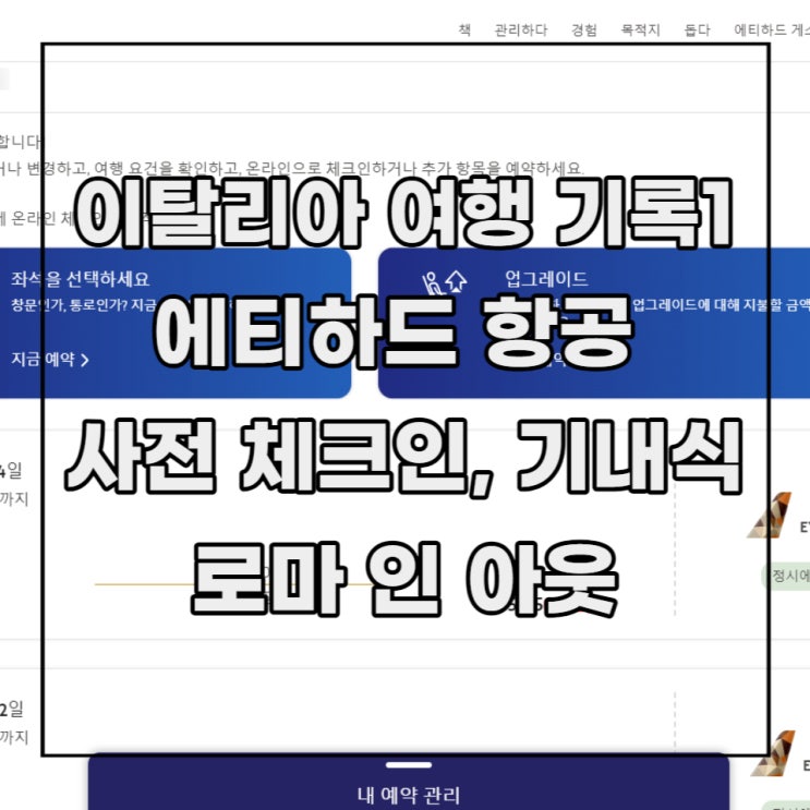  [이탈리아 여행 기록 1] 에티하드 항공 사전 체크인, 기내식 신청 & 후기 (feat. 로마 인 아웃)
