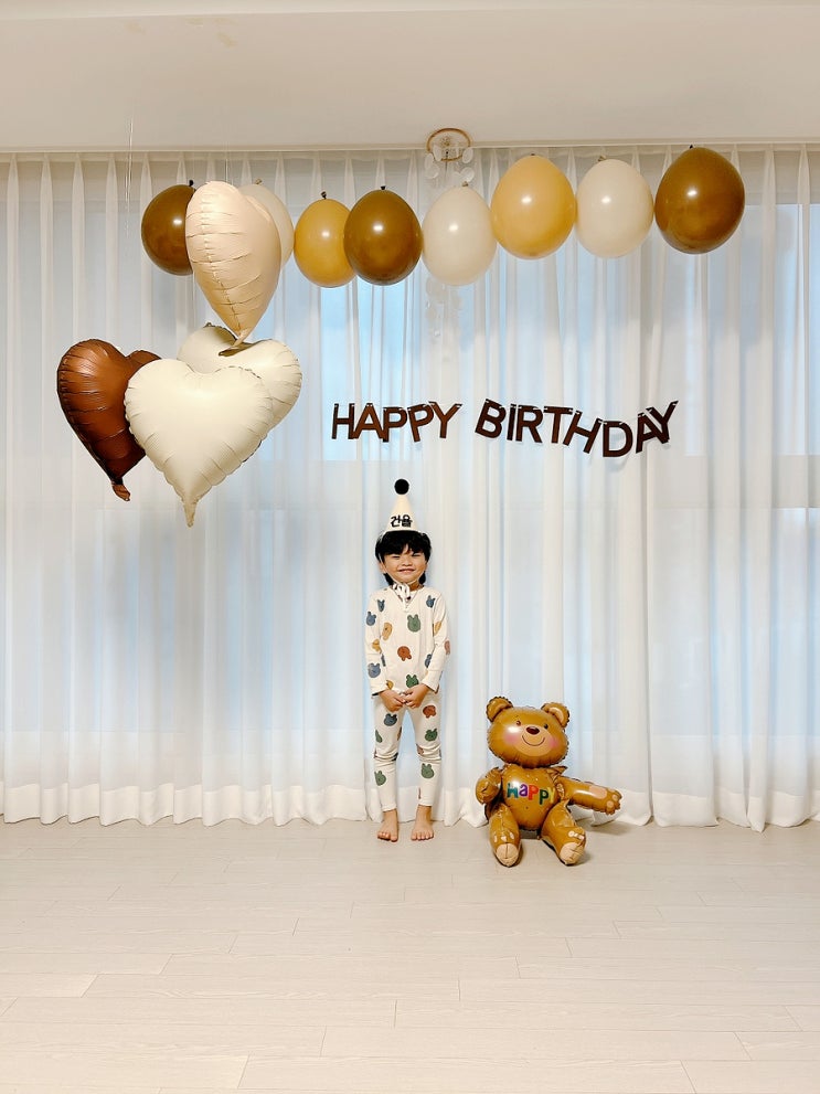  홈파티용품 바람난풍선 테디베어 생일파티장식세트