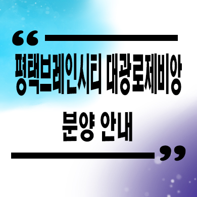  평택 브레인시티대광로제비앙 신규아파트 청약일정 타입별 분양가격 문의