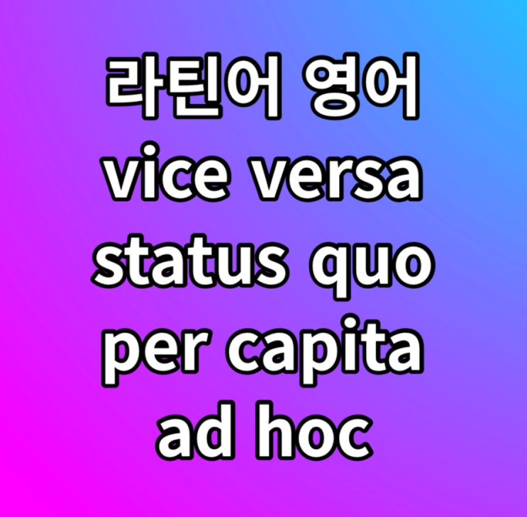  라틴어 영어 vice versa / status quo / per capita / ad hoc 뜻 & 예문