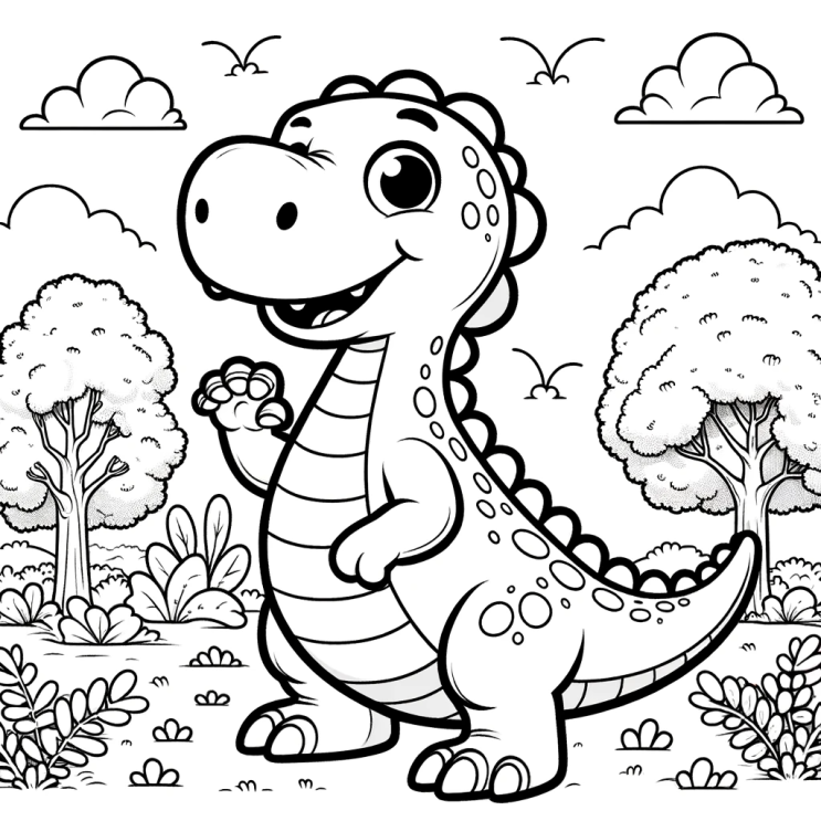  아이들을 위한 귀여운 공룡 색칠공부 