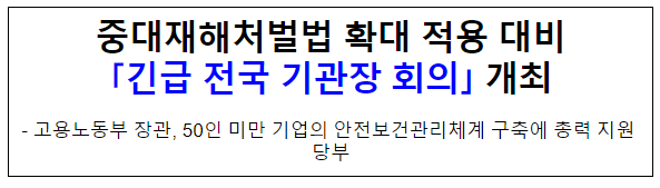 중대재해처벌법 확대 적용 대비 「긴급 전국 기관장 회의」 개최