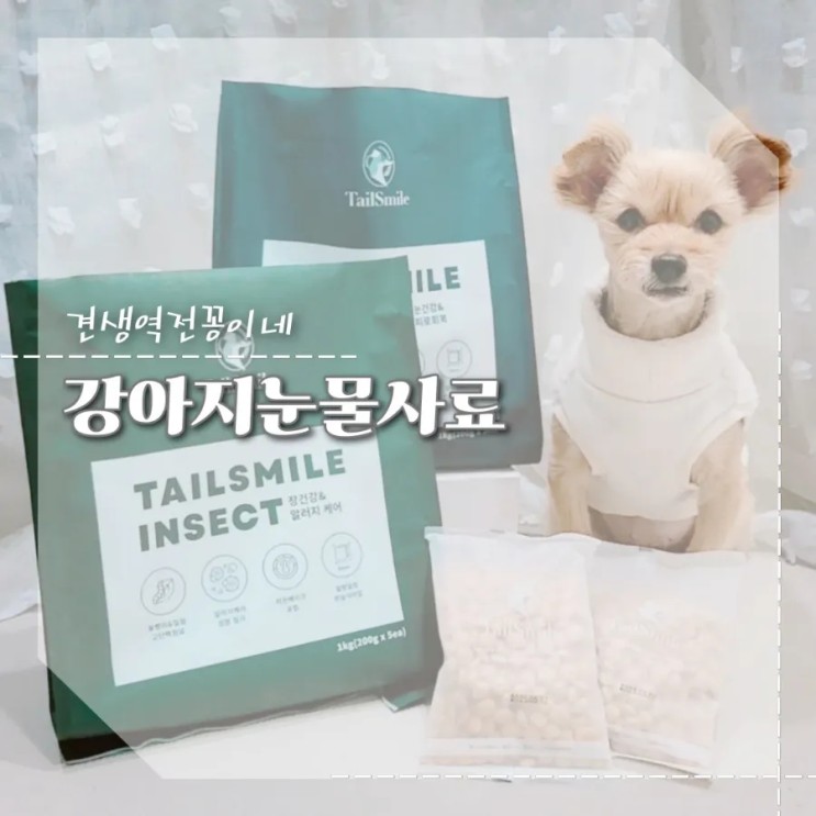  강아지 눈물사료 테일스마일 기호성 좋은 애견 가수분해 곤충사료 노령견 사료 추천