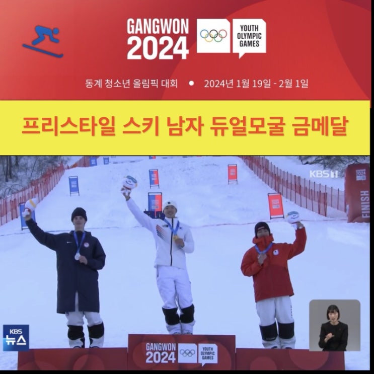 동계청소년올림픽대회( 프리스타일 스키 남자 <b>듀얼</b>모굴 <b>금메달</b>)