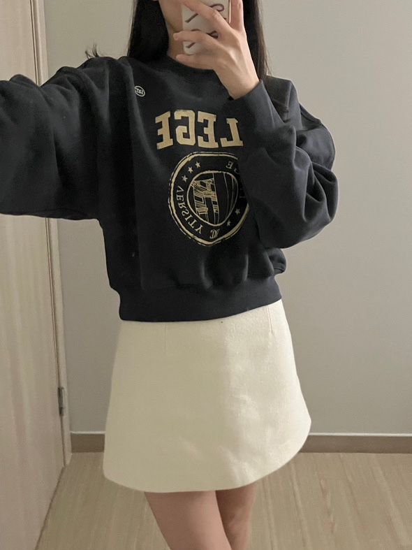  렉토 LLEGE 로고 스웻셔츠 / Recto LLEGE LOGO SWEATSHIRT 멜란지그레이, 차콜