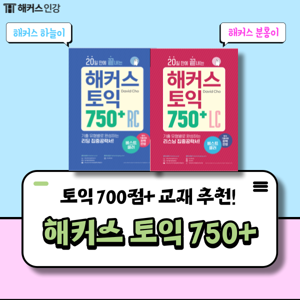  토익 700점 달성을 위한 인강 추천 (해커스 750 하늘이 & 분홍이)