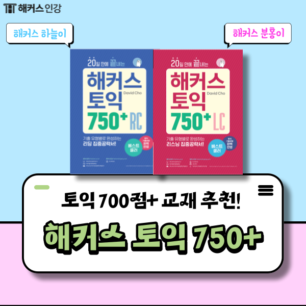 토익 700점 달성을 위한 인강 추천 (해커스 750 하늘이 & 분홍이)