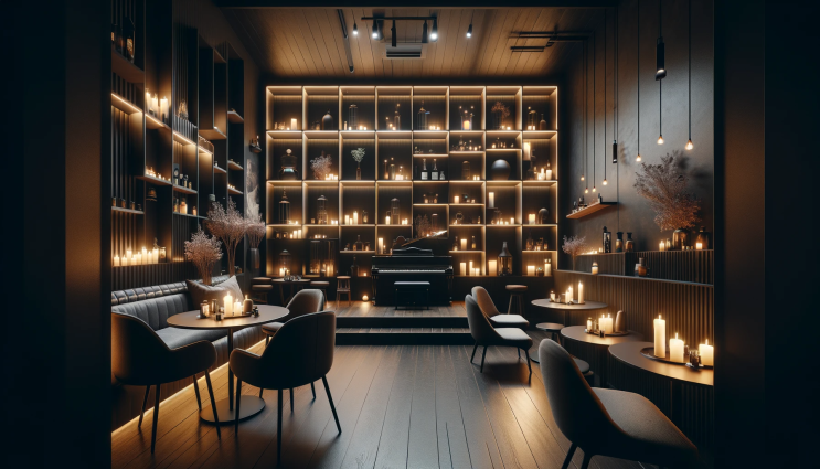 LED 촛불과 어두운 멜로디가 어우러진 꿈의 카페