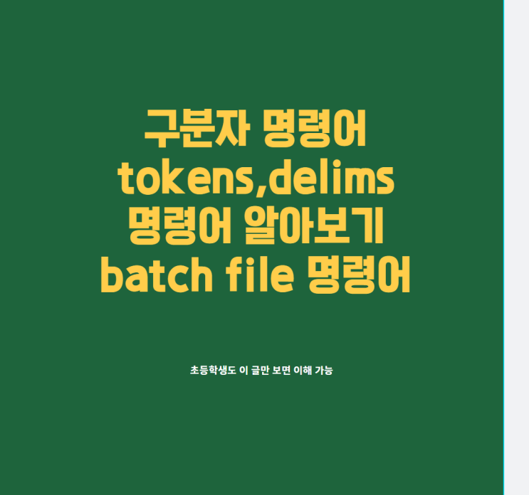  CMD 명령프롬프트 배치파일 명령어 tokens delims알아보기