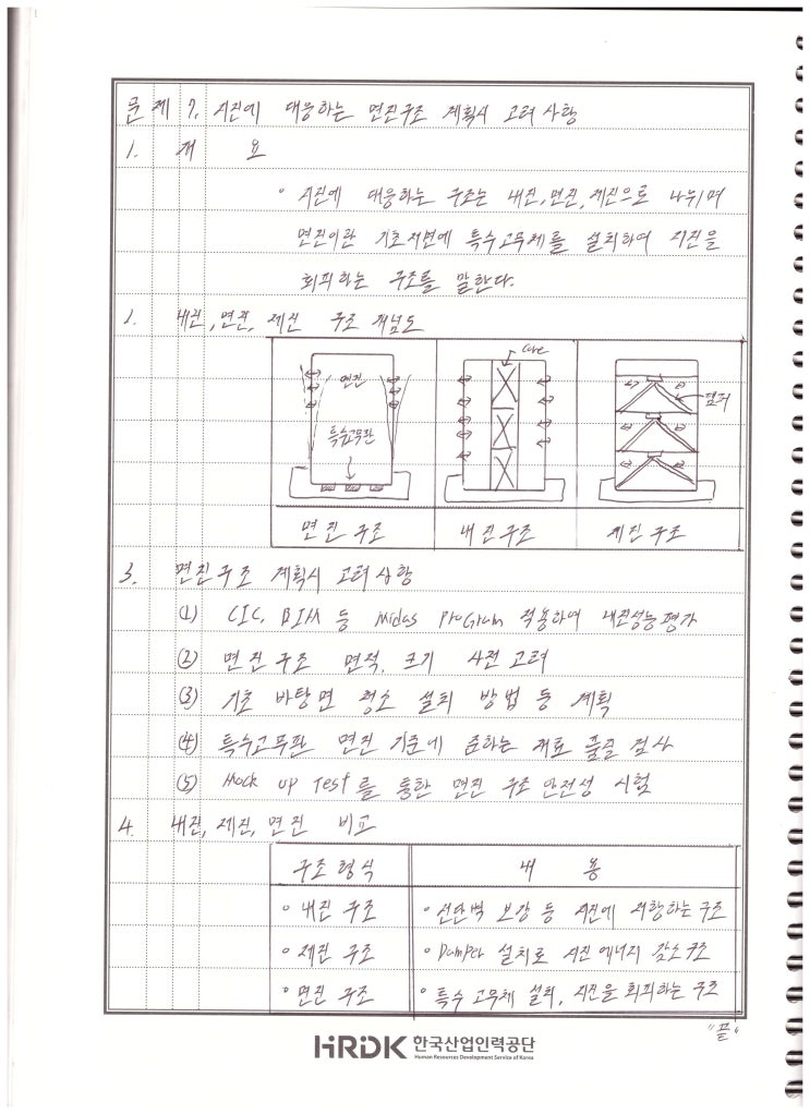  132회 건축시공기술사 용어 복기 - 지진에 대응하는 면진구조 계획시 고려사항