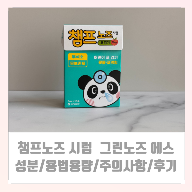  어린이 코감기 비염 약 챔프 노즈 시럽 그린노즈에스 성분/용법 용량/주의 사항/ 후기