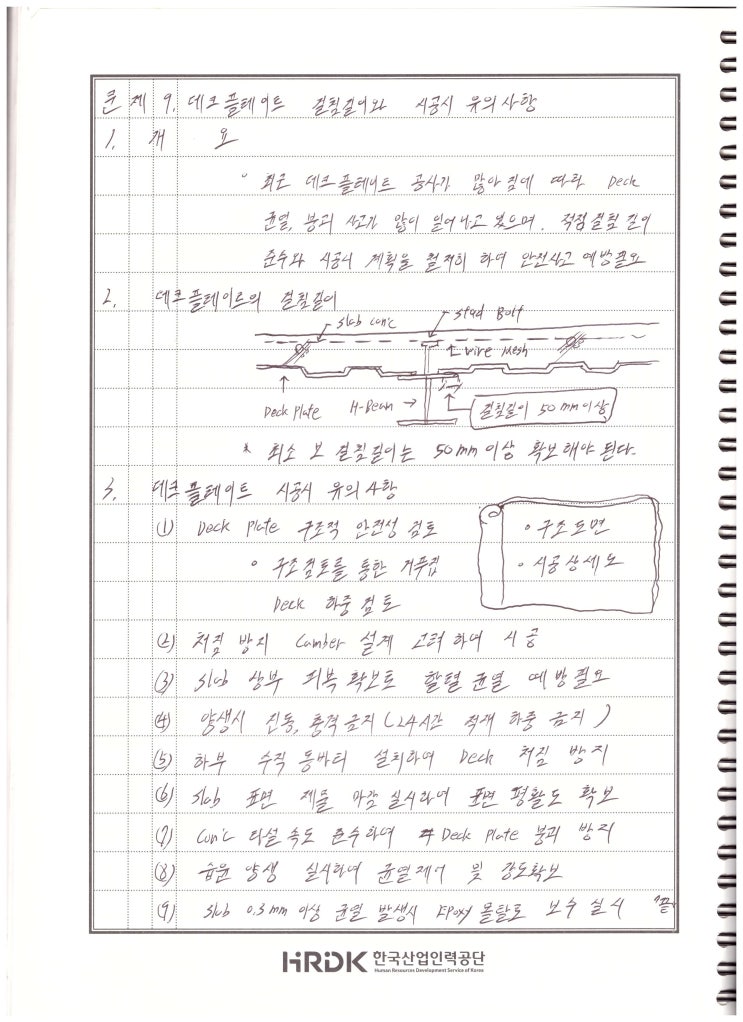  132회 건축시공기술사 용어 복기 - 데크플레이트 걸침길이와 시공시유의사항