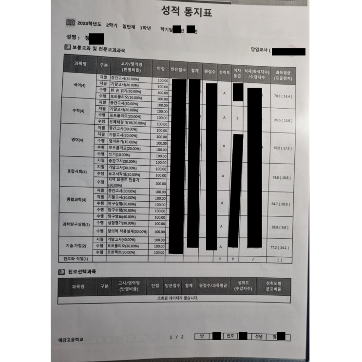  [학원생 인터뷰] 해강고 1학년 2학기 내신 1등급 정ㅇㅇ 학생 인터뷰