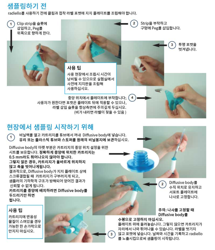  radiello Air Sampler / 퍼스널 에어 수동 샘플러 및 액세사리 (레스텍, RESTEK) /  RAD130S, RAD141S, RAD145S 화학물 모니터링 샘플링
