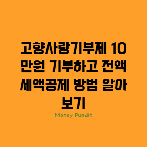  고향사랑기부제 10만원 기부하고 전액 세액공제 방법 알아보기